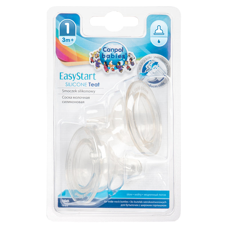 Canpol babies easystart anticolic symmetric silicone teats (2 pack, 3m+) in package