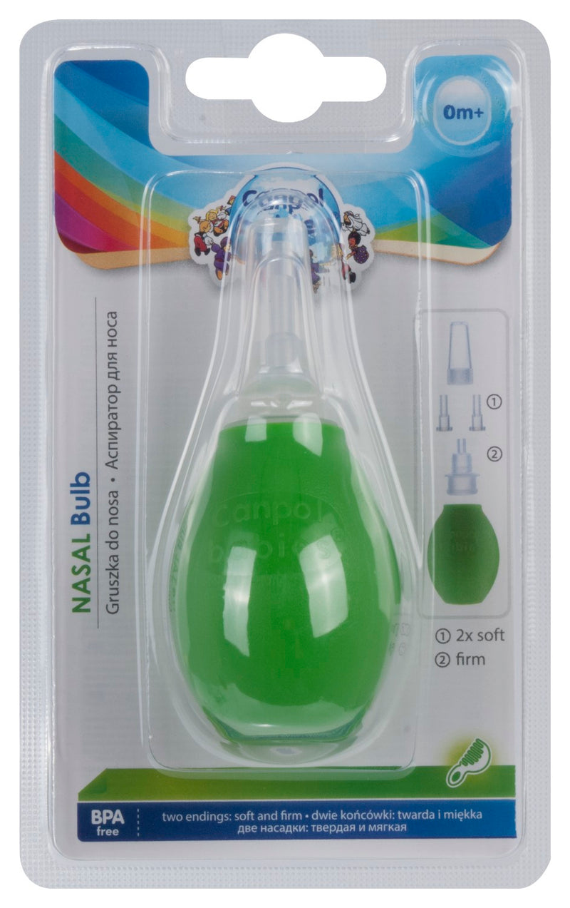 Canpol babies nasal bulb with soft and firm tips green in a package