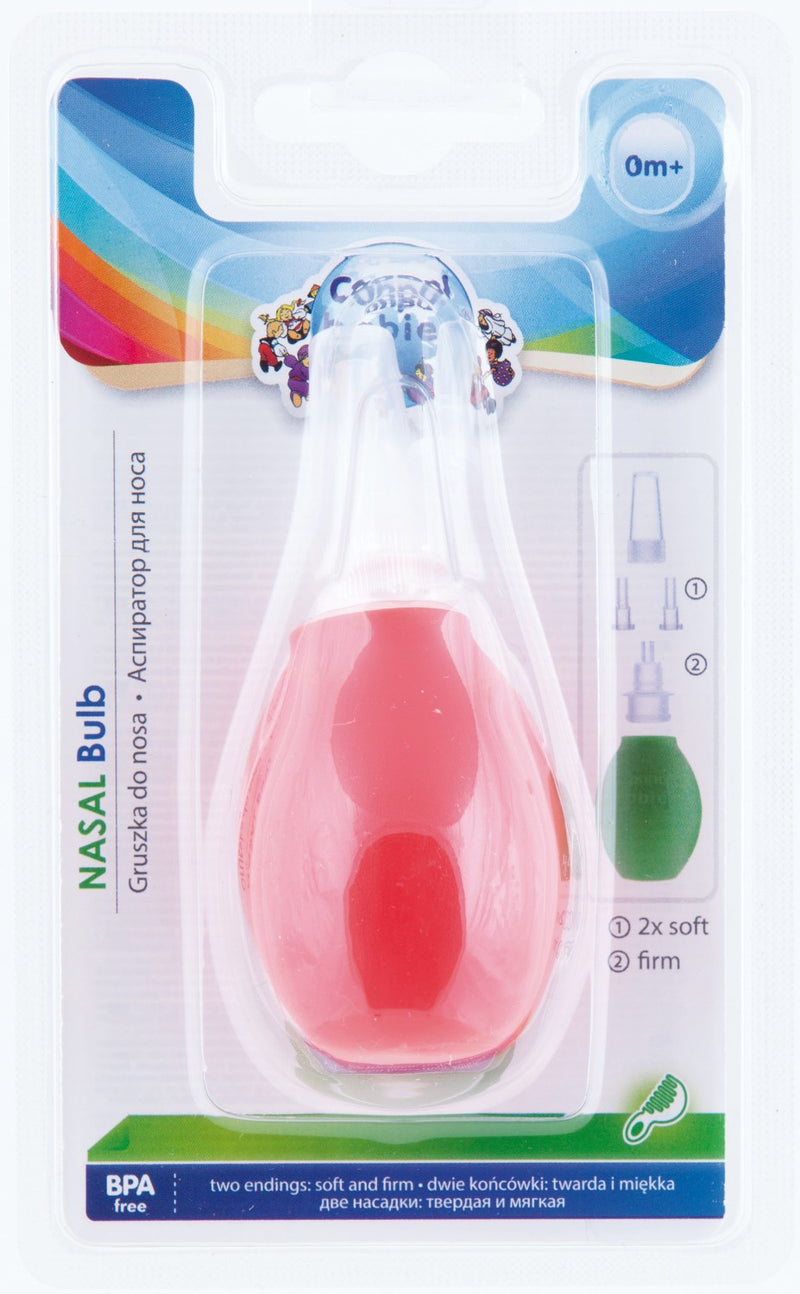 Canpol babies nasal bulb with soft and firm tips red in a package